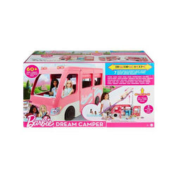 Barbie-Camper dei Sogni Playset con Veicolo, con Ruote, Piscina, Scivolo, 7 Aree Gioco e Oltre 60 Accessori da Campeggio, Giocattolo per Bambini 3+ Anni, HCD46