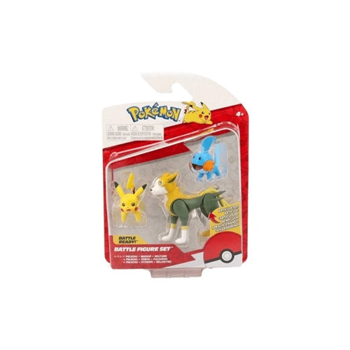 Set 3 Personaggi Pokemon Battle Figure Pikachu, Mudkip e Boltund Bandai