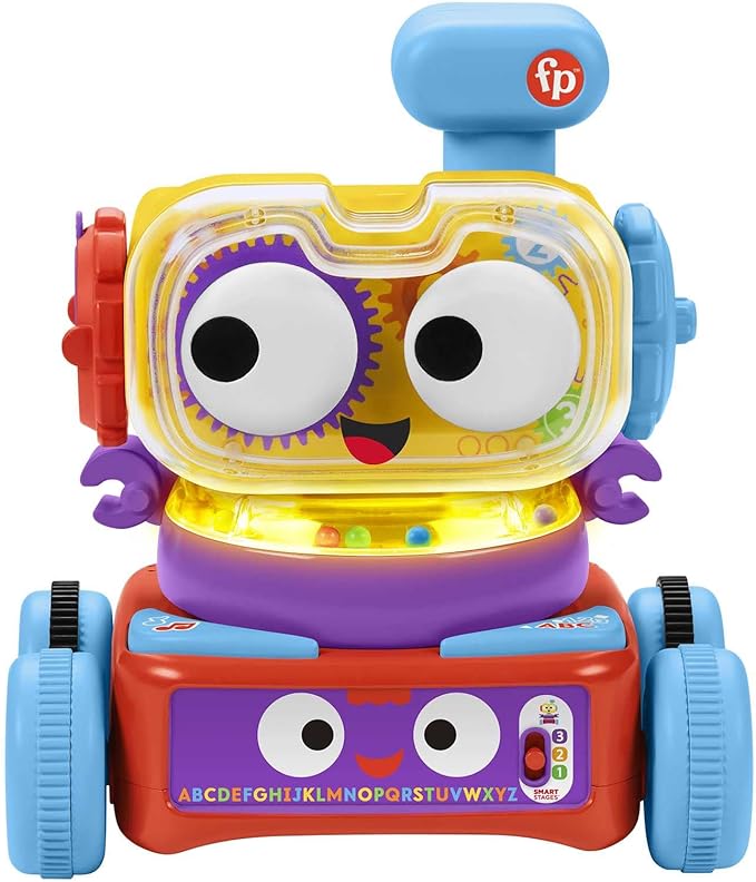 Fisher-Price - Tino Robottino 4-in-1, Giocatolo Educativo con Tecnologia Smart Stages con Oltre 120 Suoni, Edizione Italiana, Giocattolo per Bambini 6+ Mesi, HDJ16