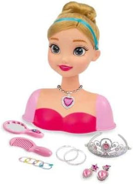 Grandi Giochi - Princess Styling Head Cenerentola, Testa da Acconciare con Accessori Inclusi