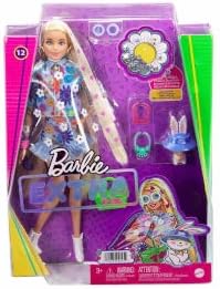 Barbie-Extra Bambola n.12 Snodata con Lunghissimi Capelli Biondi con Cuoricini con Completo Floreale, Coniglietto e Accessori, Giocattolo per Bambini 3+ Anni