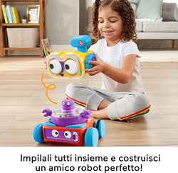 Fisher-Price - Tino Robottino 4-in-1, Giocatolo Educativo con Tecnologia Smart Stages con Oltre 120 Suoni, Edizione Italiana, Giocattolo per Bambini 6+ Mesi, HDJ16