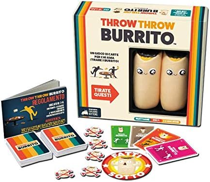 Asmodee - Throw Throw Burrito - Divertente Gioco da Tavolo, con Due Burrito Squishy, 7+ Anni, 2-6 Giocatori, Edizione in Italiano