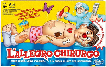 Hasbro Gaming L'Allegro Chirurgo, Gioco da Tavolo Elettronico del Dottore, Set Medico con Carte, Parti Anatomiche e Malattie Divertenti, Giochi per Bambini e Bambine da 6 Anni, 1 o più Giocatori