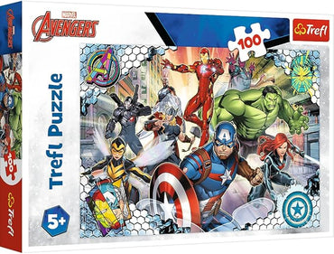 Trefl 100 pezzi Colorati con i Supereroi Marvel, Disney, Intrattenimento Creativo, Divertimento per Bambini dai 5 anni in su Puzzle, Colore The, Famosi Avengers