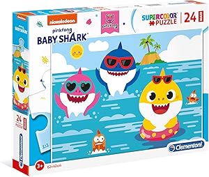 Clementoni - 28519 - Supercolor Puzzle - Baby Shark - 24 maxi pezzi - Made in Italy - puzzle bambini 3 anni+