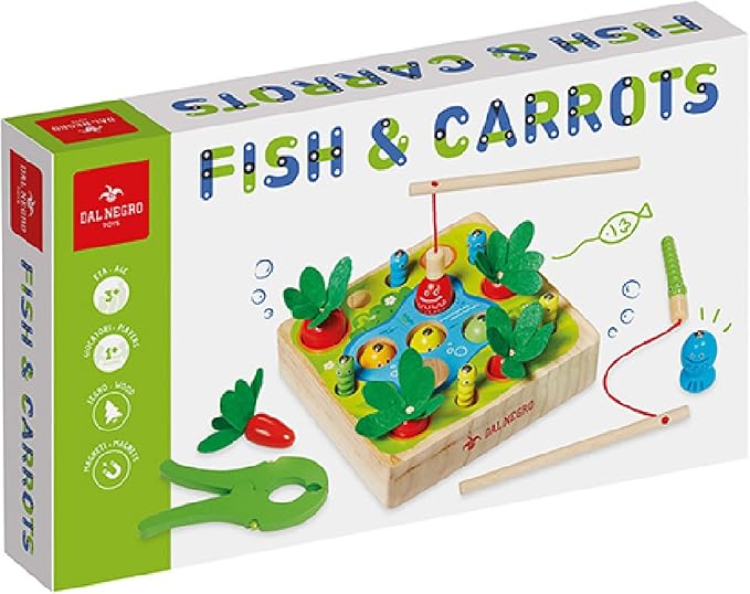 Dal Negro- Fish & Carrots Pesca Magnetica Adatto ai Bambini dai 3 Anni in su, Colore Nero, Medium