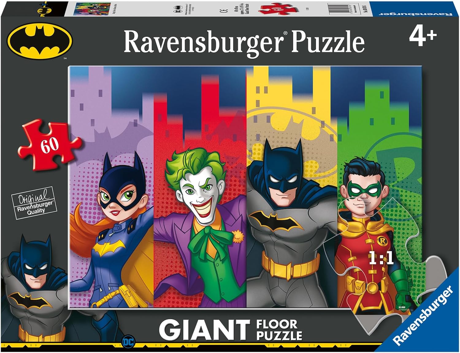 Ravensburger - Puzzle Batman, Collezione 60 Giant Pavimento, 60 Pezzi, Età Raccomandata 4+ Anni