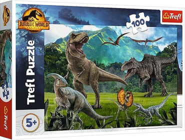 Trefl- Jurassic Park 100 Elementi colorato con Dinosauri, intrattenimento Creativo, Divertimento per Bambini a Partire da 5 Anni Puzzle, Colore World: Dominion