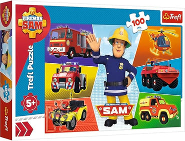 Trefl- Fahrzeuge des Feuerwehrmanns, Fireman 100 Elementi, Veicoli di Sam Il Pompiere, per Bambini dai 5 Anni Puzzle