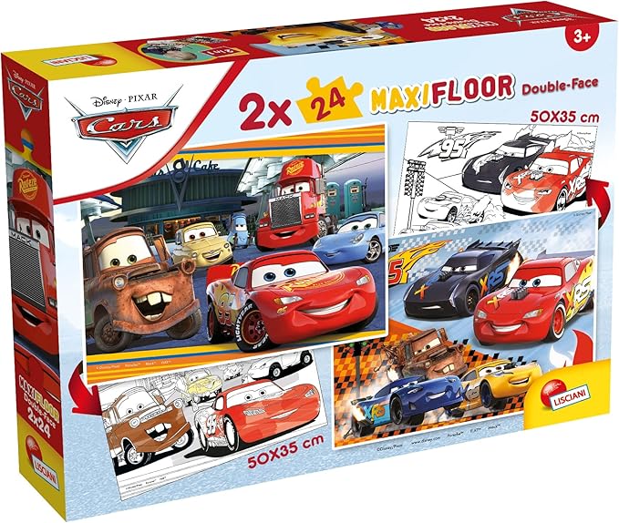 Liscianigiochi- Disney Puzzle Maxifloor 2 X 24 Cars, Multicolore, 91713