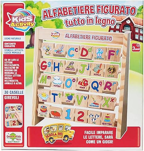 Gioco RS Toys Alfabetiere Figurato Tutto in Legno 30 Caselle 3+