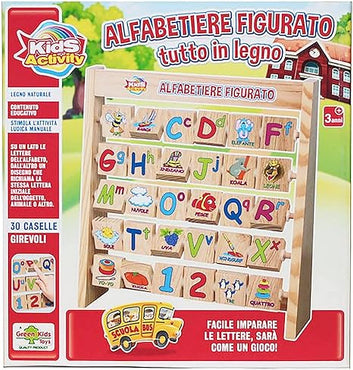 Gioco RS Toys Alfabetiere Figurato Tutto in Legno 30 Caselle 3+