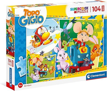 Clementoni Topo Gigio Supercolor Gigio-104 maxi pezzi-Made in Italy, puzzle bambini 4 anni+