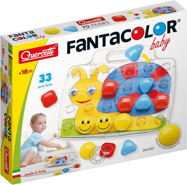 Quercetti- Pixel Baby Basic 24 Italia Quercetti-4400 FantaColor Starter Set-Chiodoni Colorati per Prima Infanzia-Gioco di Associazione Forme e Colori, Geometrico