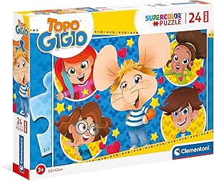 Clementoni Topo Gigio Supercolor Gigio-24 maxi pezzi-Made in Italy, puzzle bambini 3 anni+