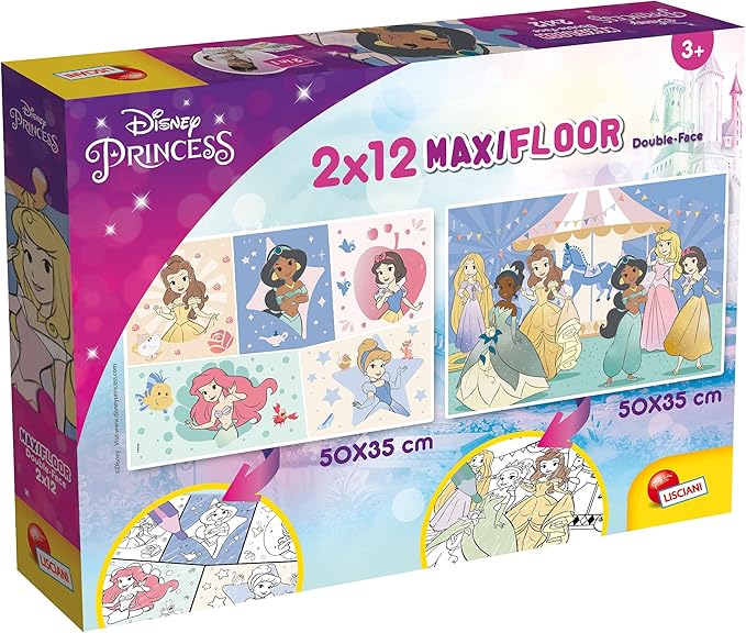 Lisciani Giochi - Disney Puzzle Supermaxi 2 x 12 Princess Puzzle per Bambini