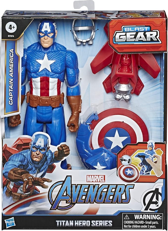 Hasbro Avengers- Avengers Titan Hero-Blast Gear, Captain America The Figurina, Multicolore, 30 cm