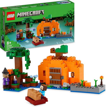 LEGO Minecraft La Fattoria delle Zucche, Casa Giocattolo Costruibile con Rana, Barca, Forziere e Figure di Steve e Strega, Giocattoli d'Azione nel Bioma Palude, Regalo per Bambini e Bambine 21248