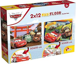 Lisciani Giochi - Disney Puzzle Supermaxi 2 x 12 Cars Puzzle per Bambini, 86559