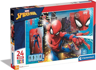 Clementoni- Supercolor Puzzle-Spider Man-24 Pezzi Maxi