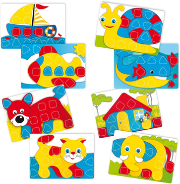 Quercetti- Pixel Baby Basic 24 Italia Quercetti-4400 FantaColor Starter Set-Chiodoni Colorati per Prima Infanzia-Gioco di Associazione Forme e Colori, Geometrico