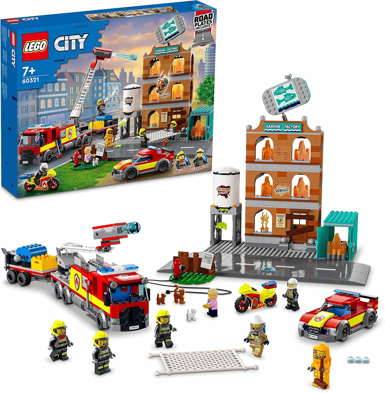 LEGO 60321 City Fire La Brigade Pompieri Set di costruzioni con fiamme, Minifigures, Giocattolo Camion per Bambini da 7 anni