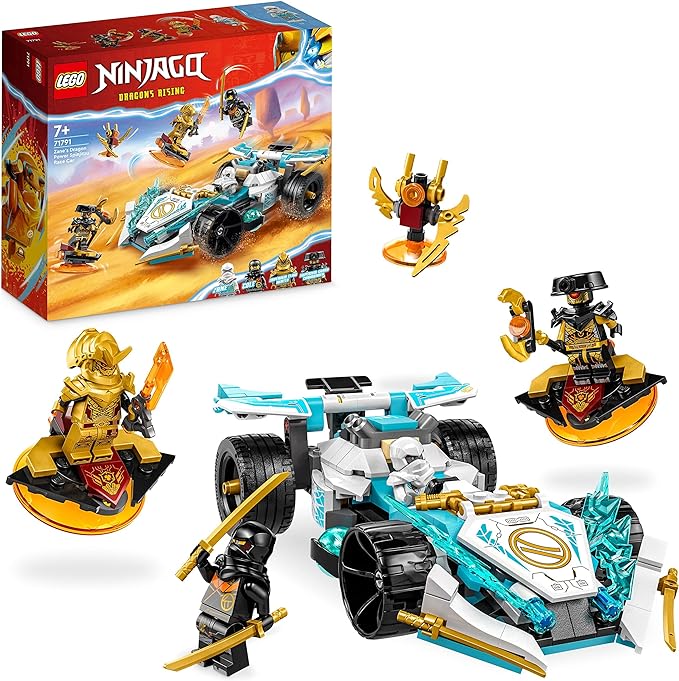 LEGO NINJAGO Auto da Corsa Spinjitzu Dragon Power di Zane, Macchina Giocattolo e 4 Minifigure, Giochi per Bambini e Bambine da 7 Anni in su, Veicolo con Funzione di Rotazione 71791