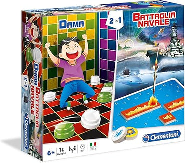 Clementoni- Battaglia Navale & Dama - Giochi da Tavolo 2 in 1 da 6+