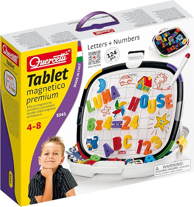 Quercetti - 5341 Tablet Magnetico Lettere+Numeri