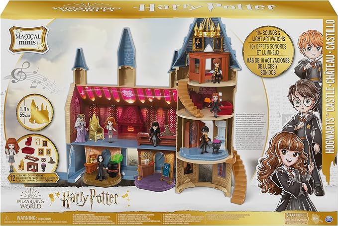 Wizarding World, Castello di Hogwarts di Harry Potter, con 12 accessori, luci, suoni e bambola Hermione esclusiva - dai 5 anni