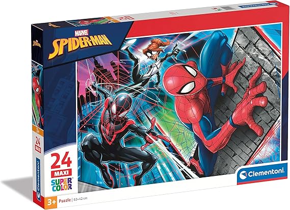 Clementoni- Spiderman Spider-Man Sonic Supercolor Puzzle, Multicolore, 24 Pezzi