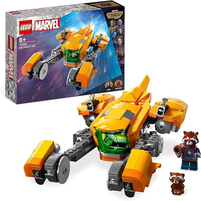 LEGO Marvel Astronave di Baby Rocket, Giochi per Bambini e Bambine da 8 Anni in su con Minifigure del Personaggio Giocattolo da Costruire del Supereroe dei Guardiani della Galassia Volume 3 76254