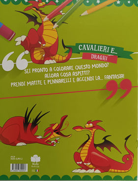 Libro per Bambini 16 Pagine da Colorare - Cavalieri e Draghi