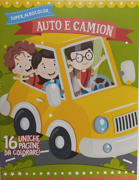 Libro per Bambini 16 Pagine da Colorare - Auto e Camion