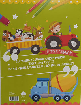 Libro per Bambini 16 Pagine da Colorare - Auto e Camion