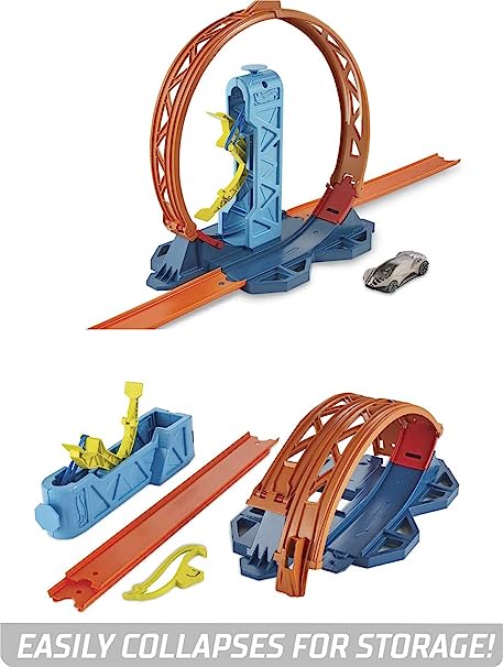 Hot Wheels Track Builder Lanciatore per Loop con Macchinina, Giocattolo per Bambini 4+ Anni, GLC90