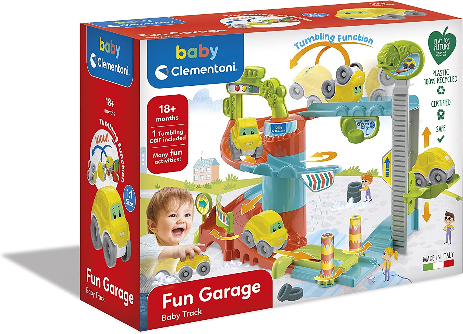 Clementoni- Fun Garage Baby Track Set di Gioco