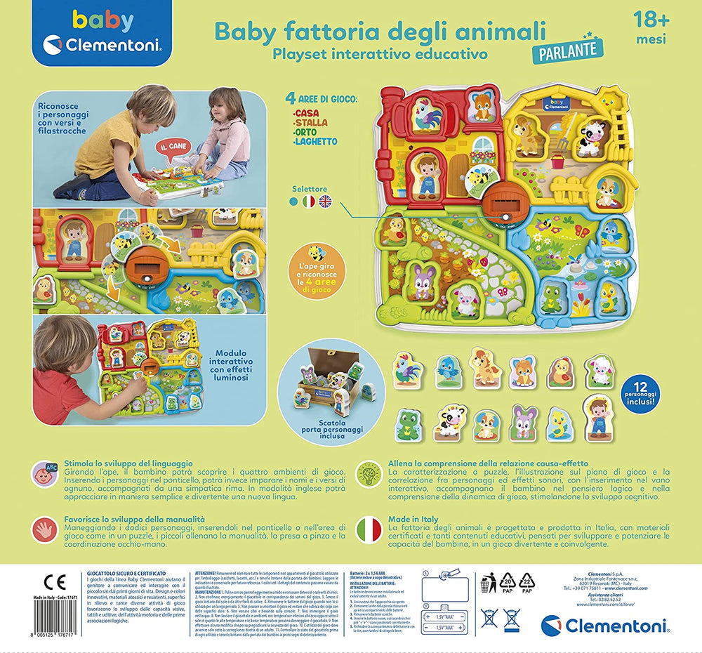 Gioco elettronico Bambini 1 Anno, playset Animali interattivo con  filastrocche, Fattoria parlante bilingue Italiano/Inglese