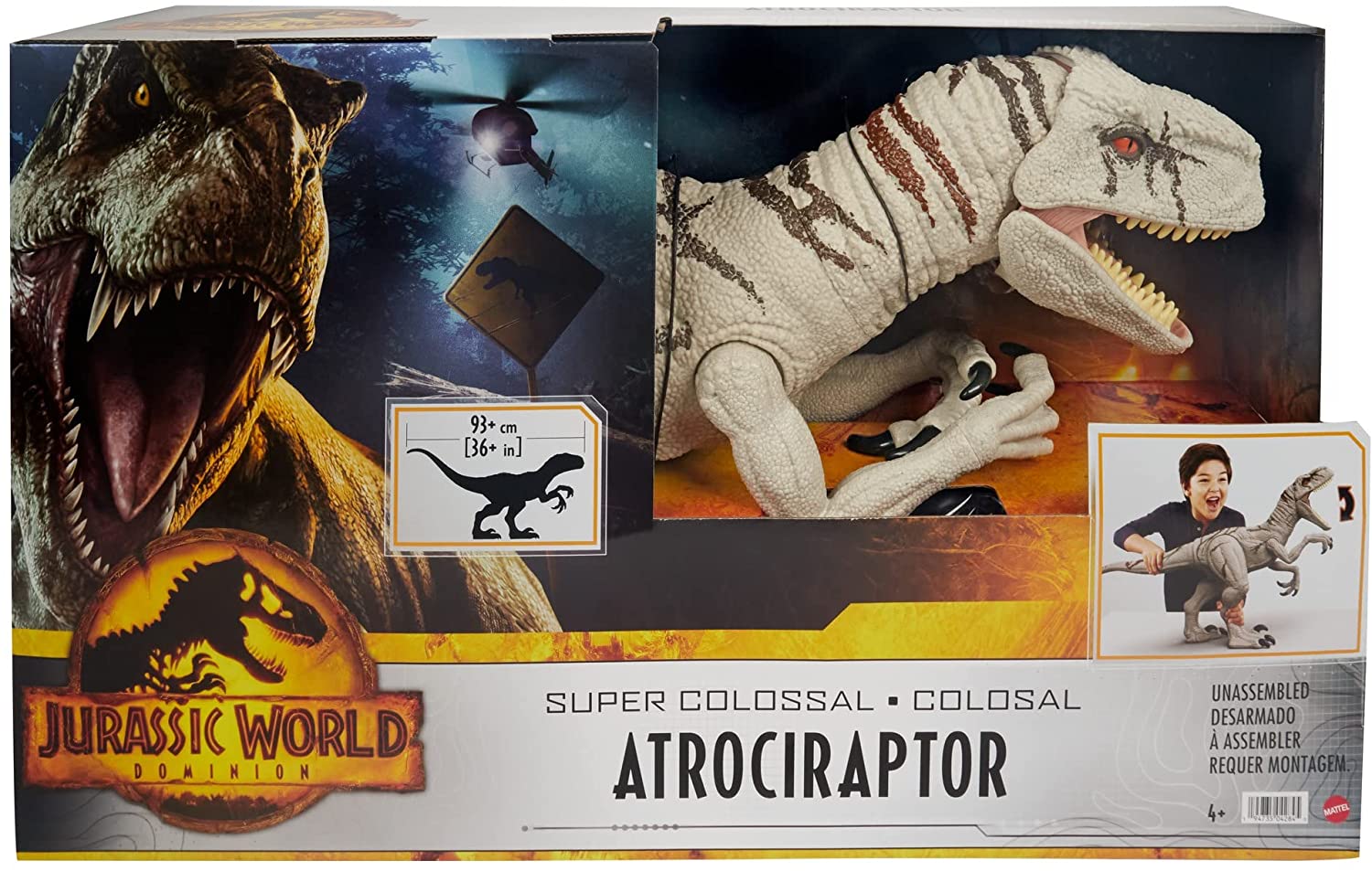 Jurassic World - Dominion Speed Dino Super Colossale Action Figure, dinosauro giocattolo extra large (94 cm), articolazioni mobili, ventre apribile, Giocattolo per Bambini 4+ Anni, HFR09