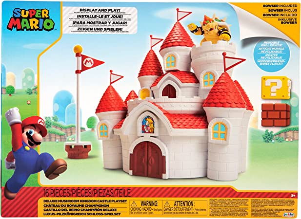 Nintendo SUPER MARIO PLAYSET CASTELLO MUSHROOM KINGDOM DELLA PRINCIPESSA PEACH, CON BELLISSIMI DETTAGLI COME NEL VIDEOGIOCO, DA 3 ANNI IN SU