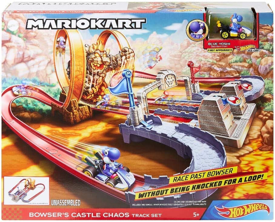 Hot Wheels- Mario Kart Castello di Bowser, Pista per Macchinine Giocattolo per Bambini 3+Anni, GNM22